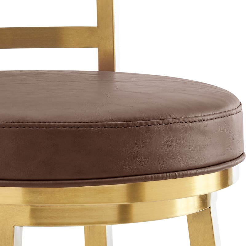 Madrid Modern Swivel Bar Stool, Upholstered Counter Height Chair with Metal Frame