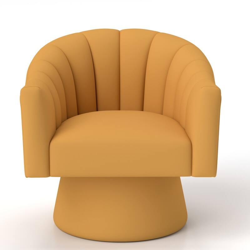 SEYNAR Modern Glam Velvet Upholstered Round Swivel Accent Arm Barrel Chair for Living Room Set of 2