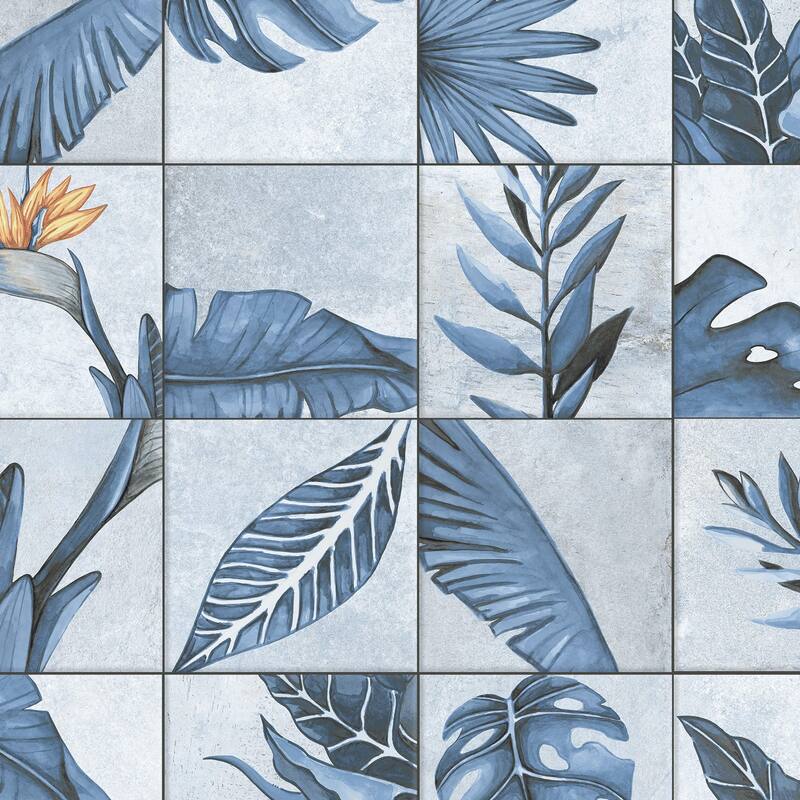 Merola Tile Nusa Botanic Sapphire 9-3/4" x 9-3/4" Porcelain Floor and Wall Tile