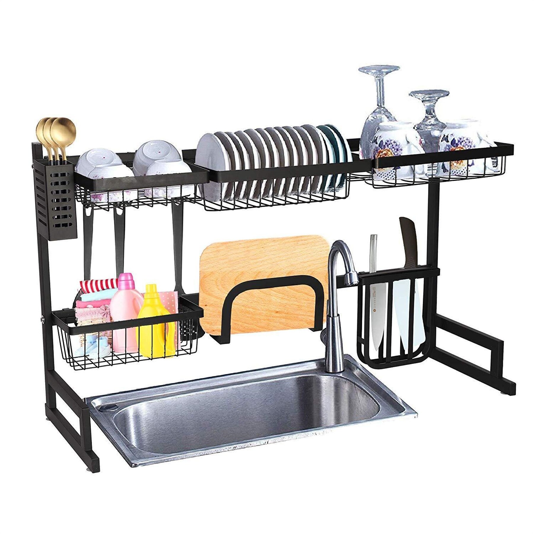 Stainless Steel Dish Rack Kitchen Sink Bowl Drainer W Knife Holder Bed Bath Beyond 36814267
