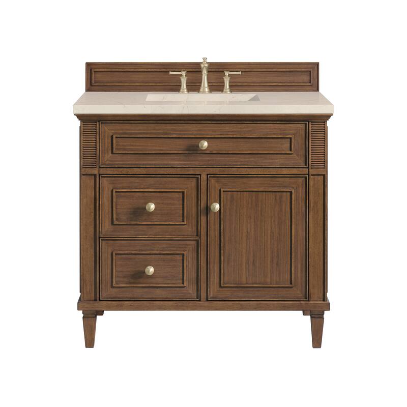 James Martin Vanities Lorelai 36" Single Vanity, Mid-Century Walnut - Eternal Marfil