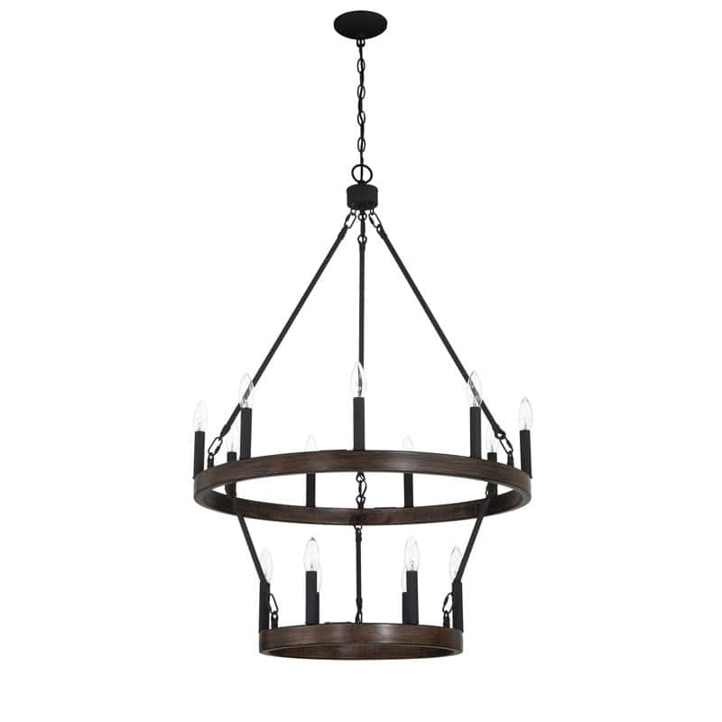 Acroma 15-light Farmhouse Black Tiered Chandelier for Dining Room - 27.5 inches