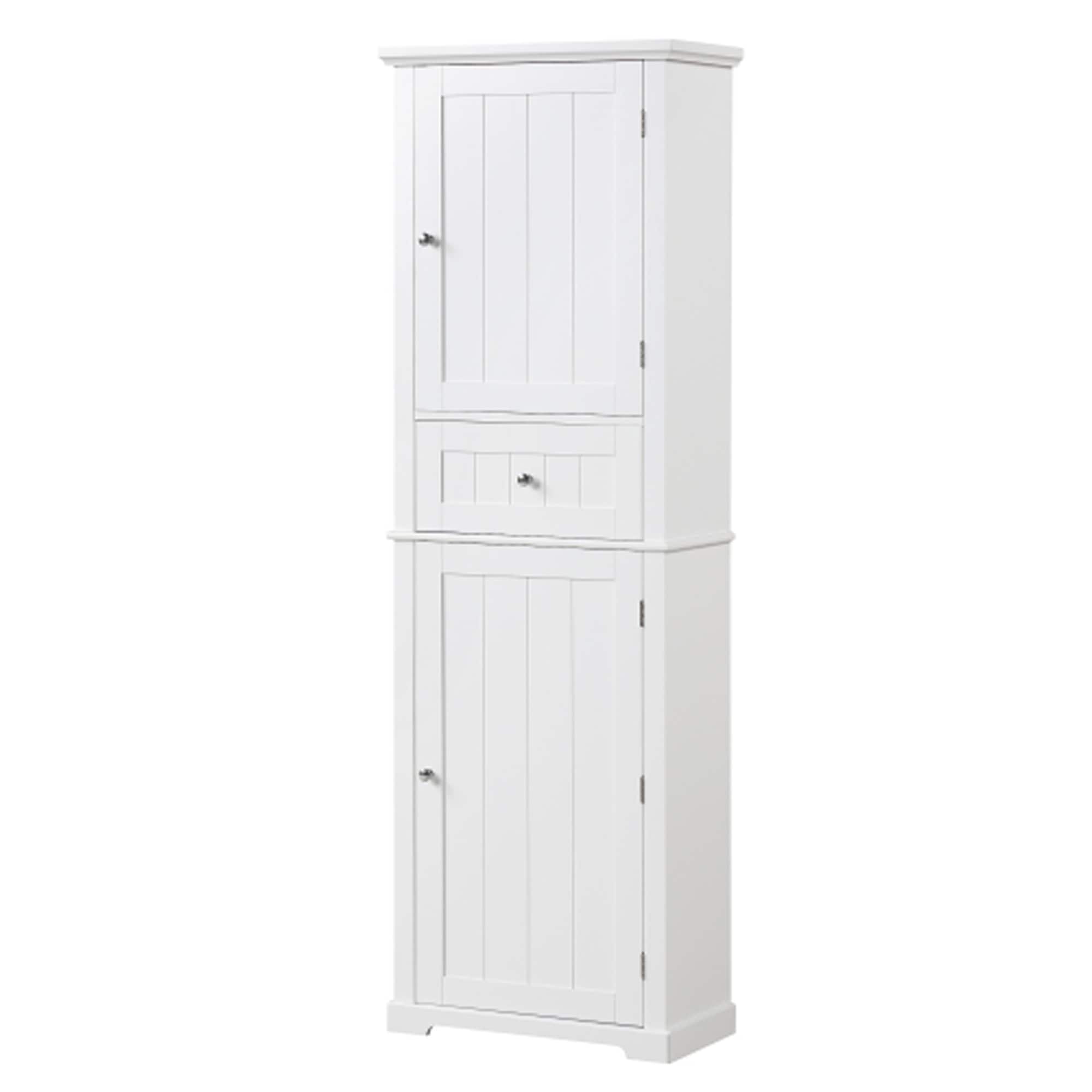 Freestanding Tall Bathroom Storage Cabinet with Drawer and Adjustable Shelf MDF Board with Painted Finish