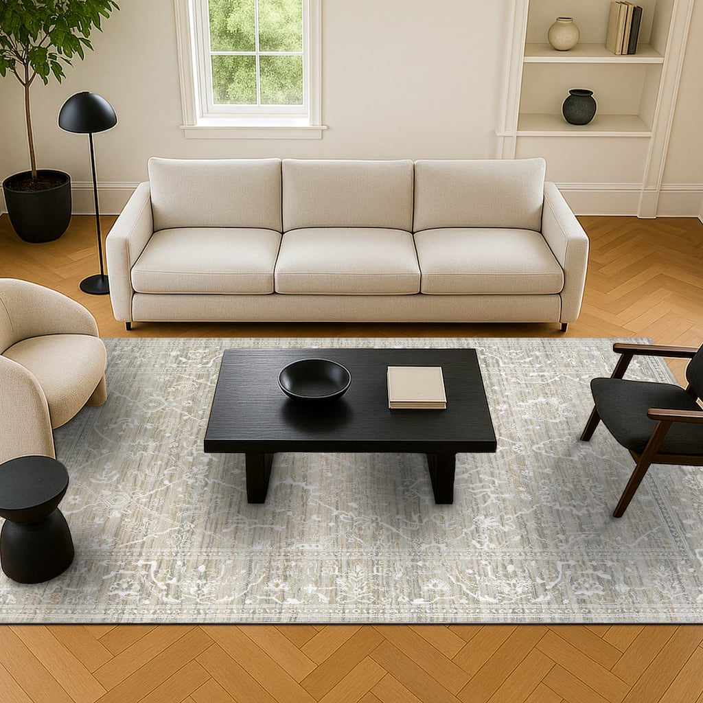 Dream Decor Rugs Delta Moresque Bone Floral Area Rug
