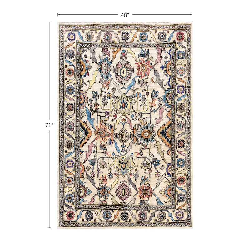 Serapi One-of-a-Kind Hand-Knotted Area Rug - Ivory - 4' 0" x 5' 11"