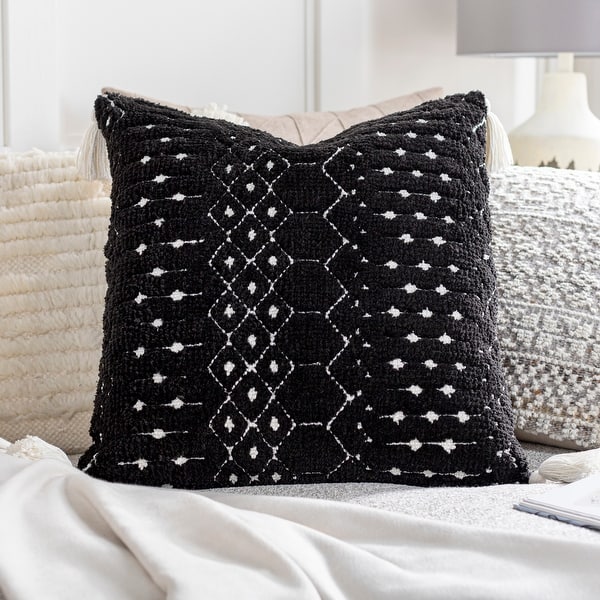 slide 2 of 9, Artistic Weavers Almohado Soft Boho Throw Pillow with Tassels 20"H x 20"W - Cover Only - Black