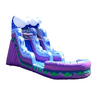 JumpOrange 15' Mermaid Commercial Grade Inflatable Water Slide with Splash Pool (with Air Blower), Kids Outdoor Play