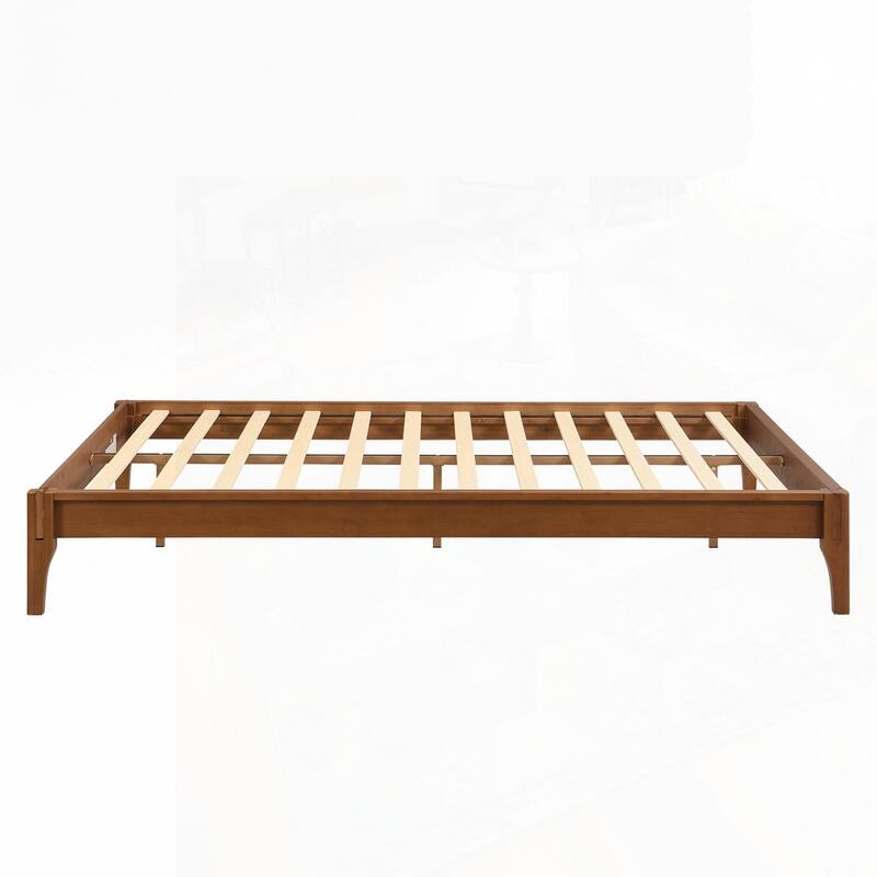 12 Inch Solid Dry Bamboo Wood Platform Bed Framewith Wood Slat Support,