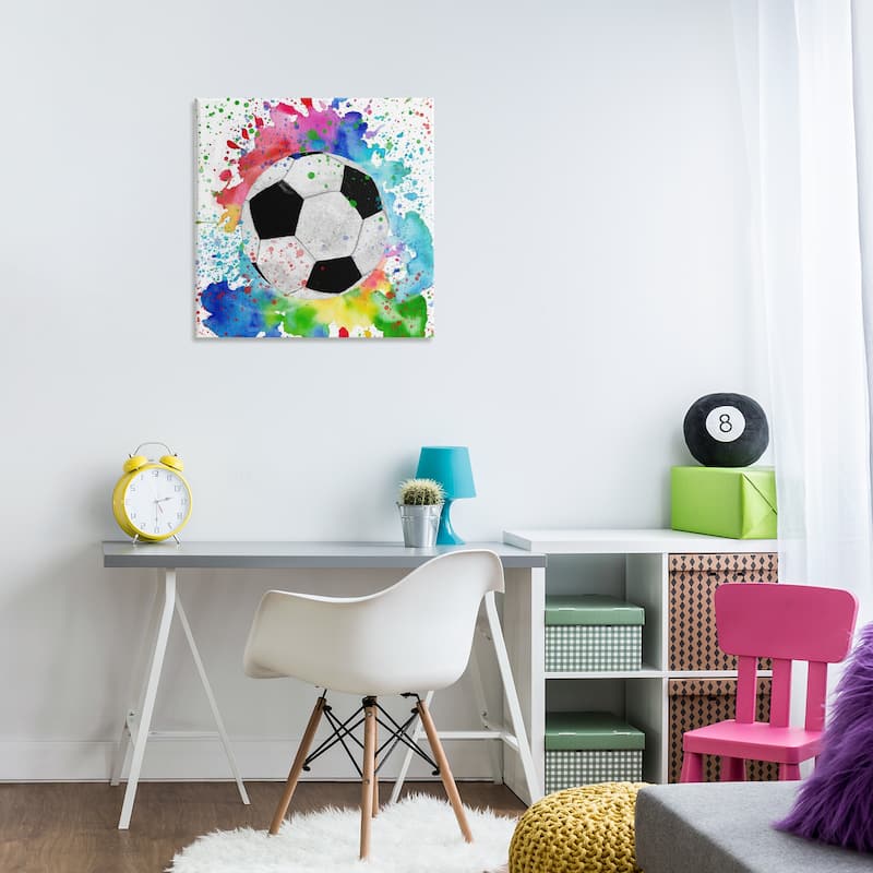 Stupell Vivid Splash & Soccer Ball Canvas Wall Art Design By Kim Allen