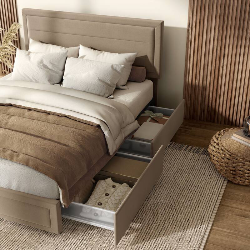 Furniture of America Jacinth Modern Velvet 4-Drawer Full Storage Platform Bed
