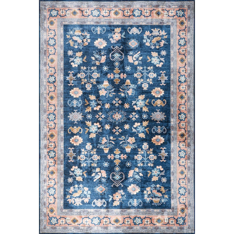 Nuloom Verity SplashGuard Traditional Medallion Machine Washable Area Rug
