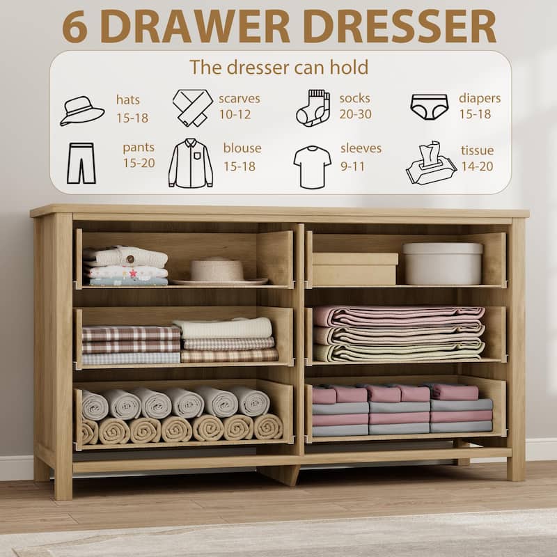 3/6/7 Drawer Rattan Dresser for Bedroom, Tall Freestanding Boho Chest of Drawers