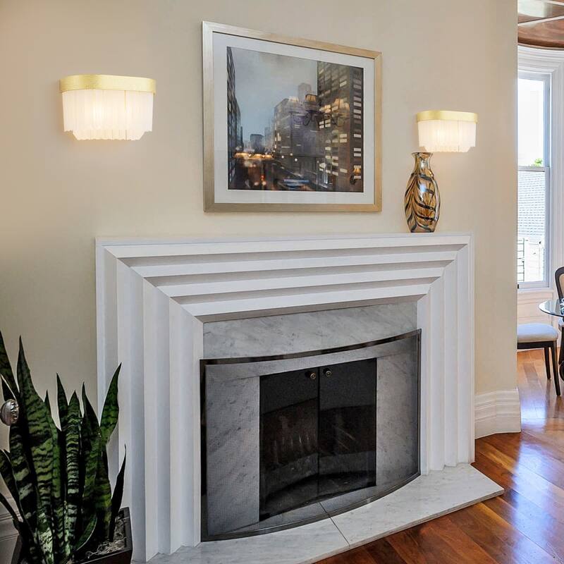 2-Light Wall Sconce with Frosted Triangular Glass Shade Modern Design