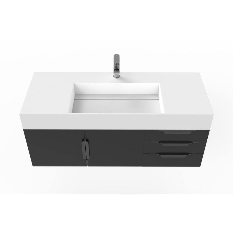 Amazon 48" Wall Mounted Bathroom Vanity Set with White Solid Surface Top