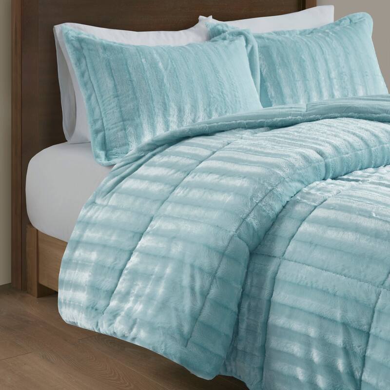 Madison Park York Faux Fur Comforter Mini Set