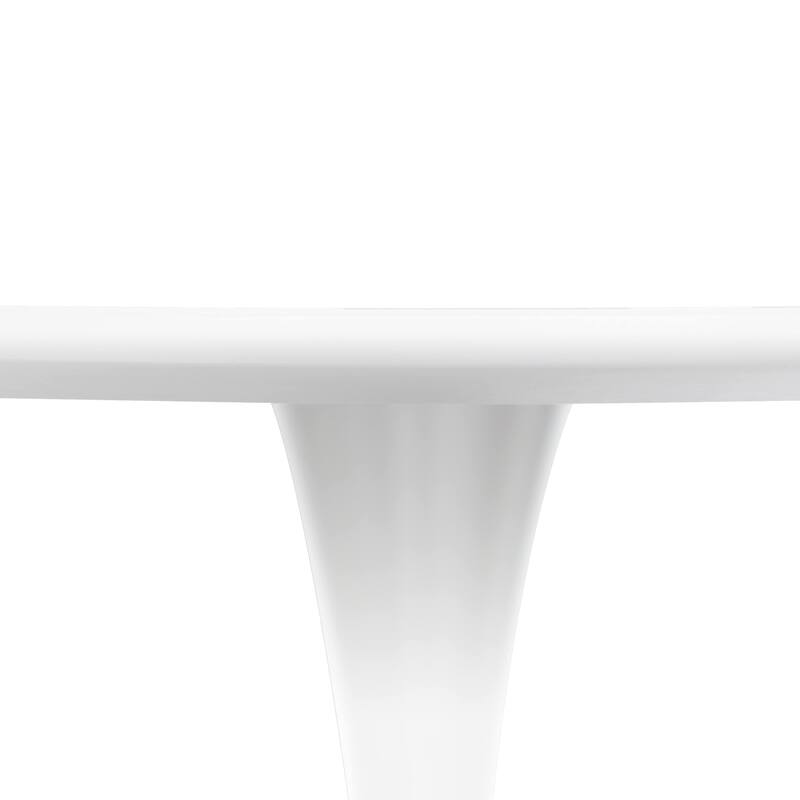 5-Piece Dining Set with 35-Inch Round Dining Table in White and 4 Side Chairs with Chrome Legs