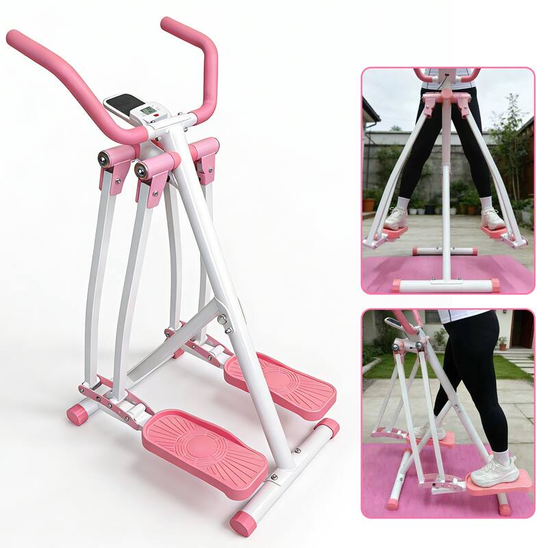 Air Walking Elliptical Machine, Foldable Cardio Cross Trainer Glider for Full-Body with LCD Display