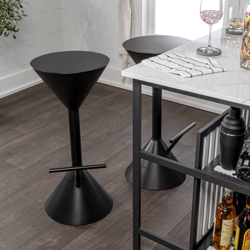 Svelte 29.75" Modern Industrial Iron Hourglass Backless Bar Stool with Foot Rest, by JONATHAN Y