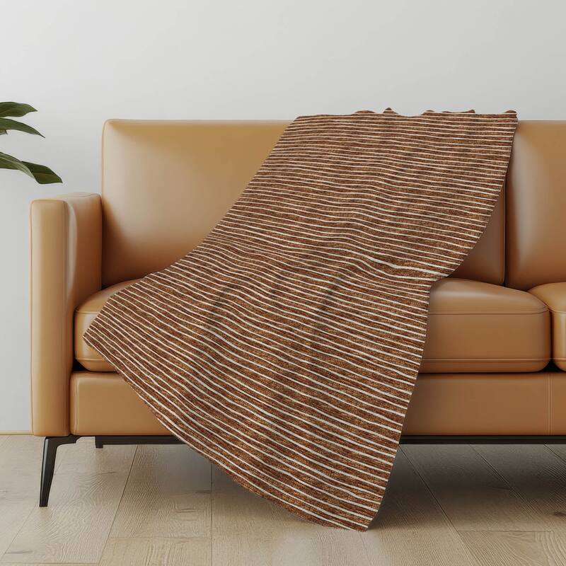 Premium Machine Washable ASB138 Subtle Stripe Sherpa Throw Blanket - Paprika - 4'2" x 5'10"
