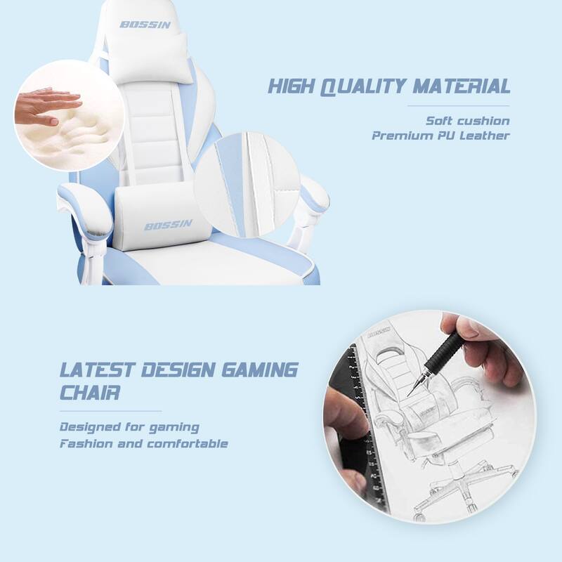 BOSSIN Racing Style Gaming Chair,300 lbs Big and Tall gamer chair High Back Computer Chair