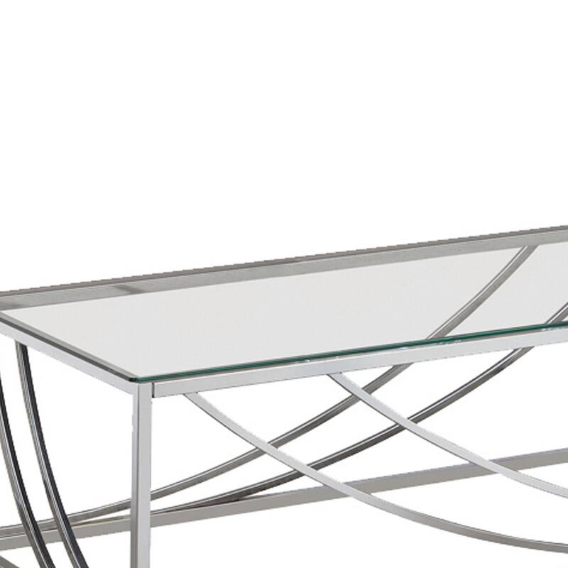 Tempered Glass Top Coffee Table with Metal Tubular Legs, Chrome and Clear