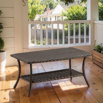 Patio PE Rattan Coffee Table - Brown