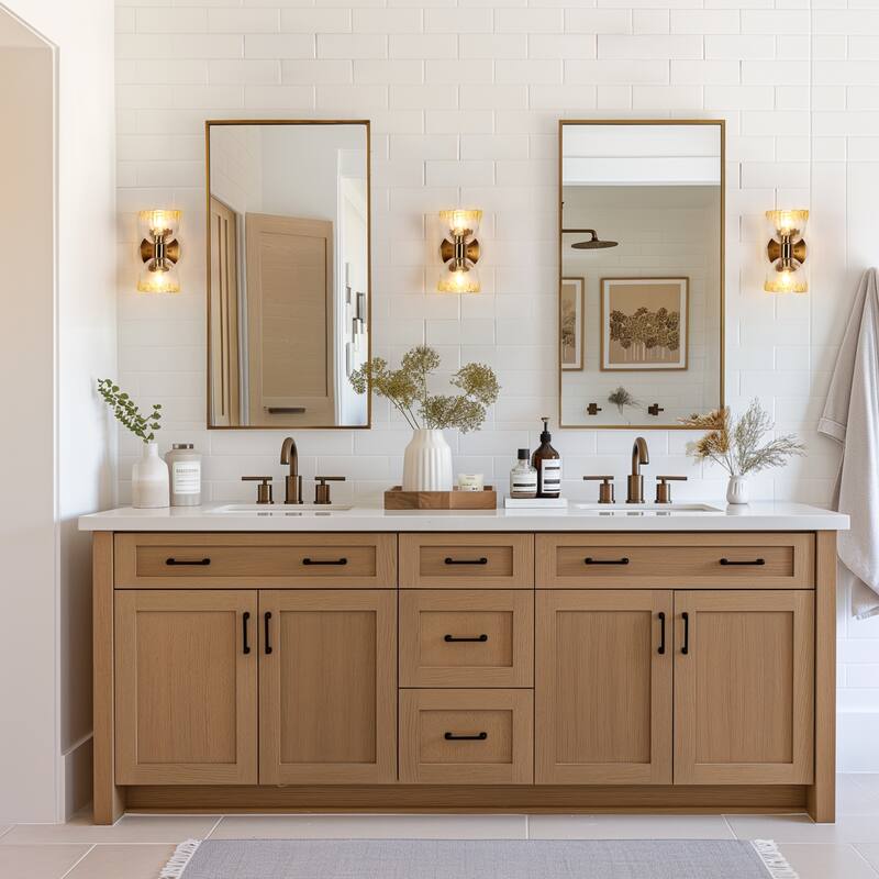 Modern Gold 2-Light Wall Sconce Colored Glass Bathroom Vanity Light - D8.2" x H10"