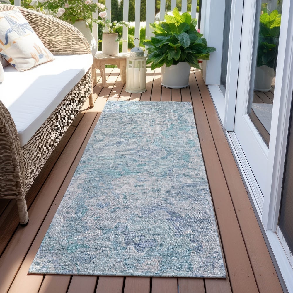 Machine Washable Indoor/ Outdoor Chantille Abstract Modern Rug