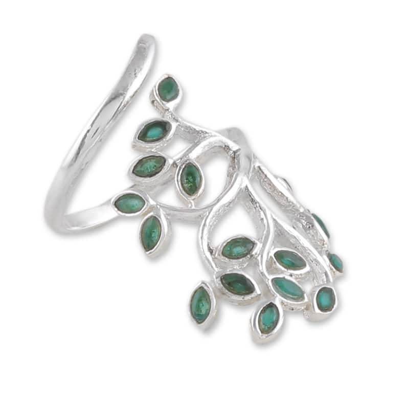 Novica Handmade Glorious Greenery Onyx Cocktail Ring