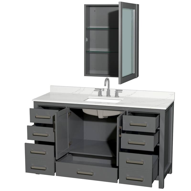 Wyndham Collection WCS141460S-QTZ-US3MED Sheffield 60" Free Standing