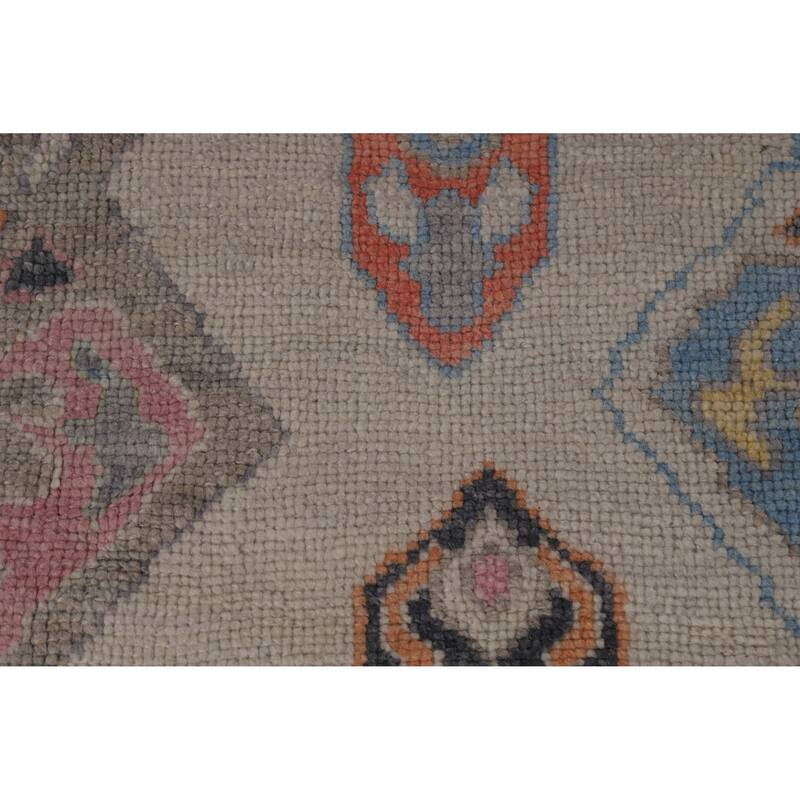 Hand Knotted Oriental 100% Wool Carpet Transitional Geometric Beige & Ivories Oushak Area Rug - 12' 4'' X 8' 11''