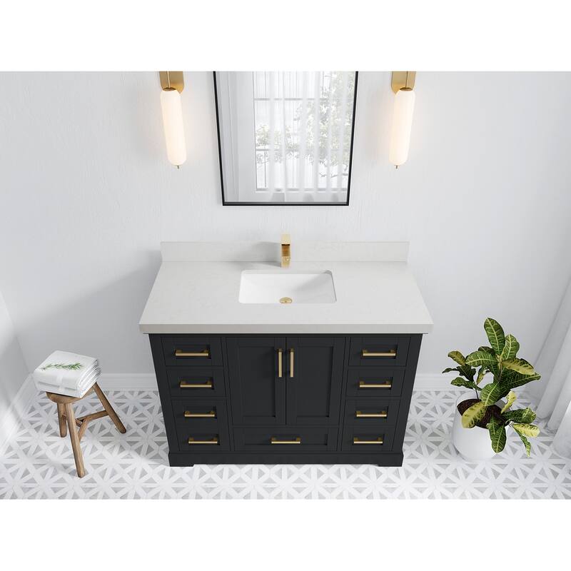 Willow Collection 48 in W x 22 in D x 36 in H Boston Single Bowl Sink Bathroom Vanity with Countertop