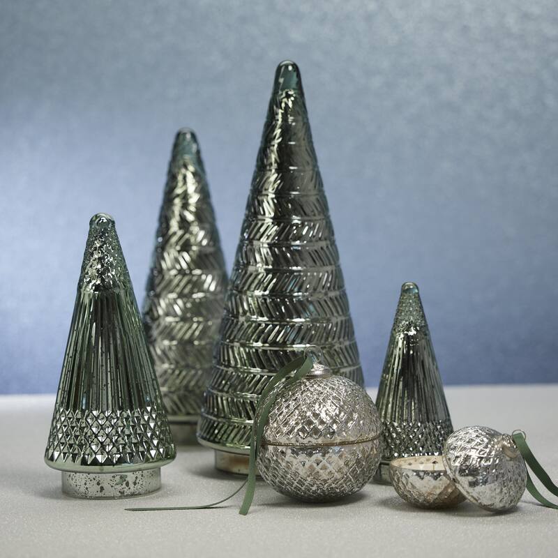 Stella 14" Tall Antique Glass LED Tabletop Holiday Tree