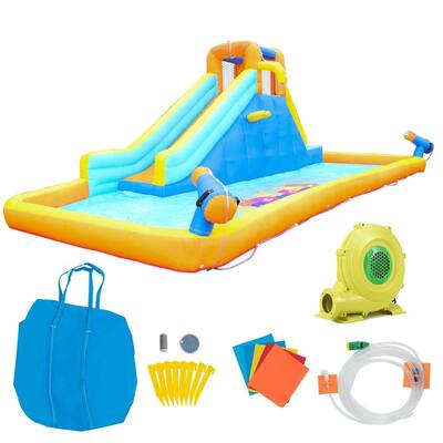 Inflatable Kids Water Slide Park Bounce House Water Slide Castle, 212.6"x84.6"x92.5"