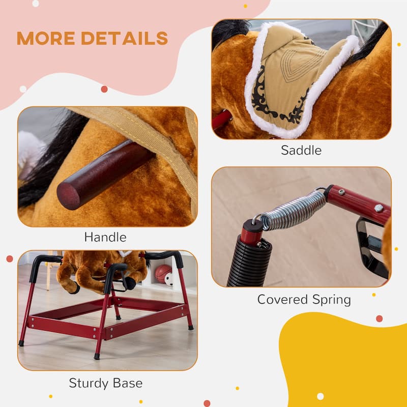 Qaba Kids Spring Rocking Horse, Ride on Horse for Toddlers, Age 5-12 Years