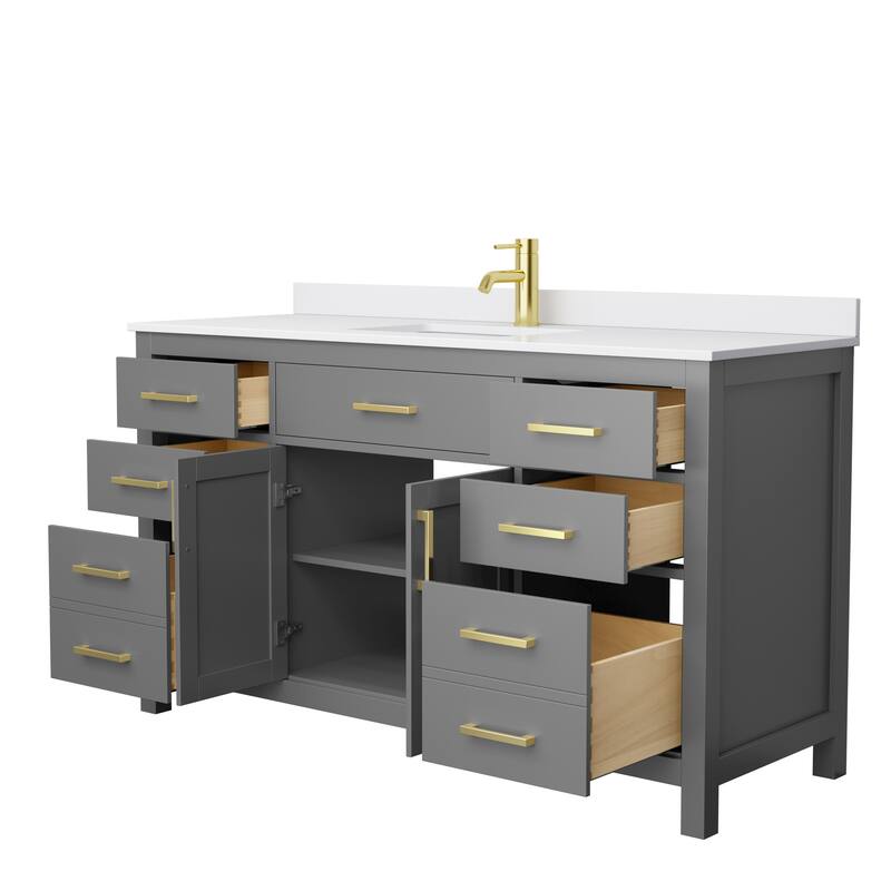 Beckett 60 Inch Single Vanity, Cultured Marble Top