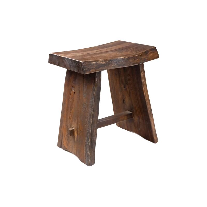 Nordic Style Teak Stool with Curved Seat