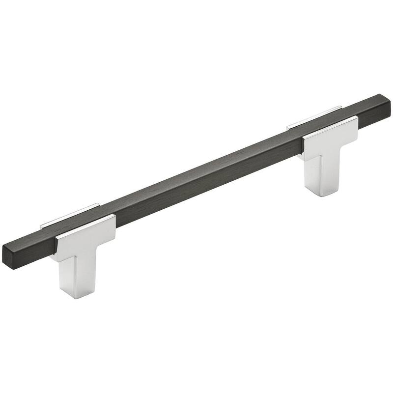 Amerock Urbanite 5-1/16 Inch Center to Center Bar Cabinet Pull - Polished Chrome / Brushed Matte Black