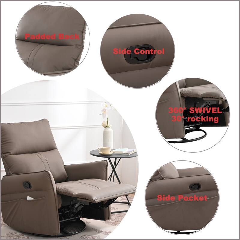 360° Swivel Rocker Manual Recliner Chair for Living Room, Bedroom