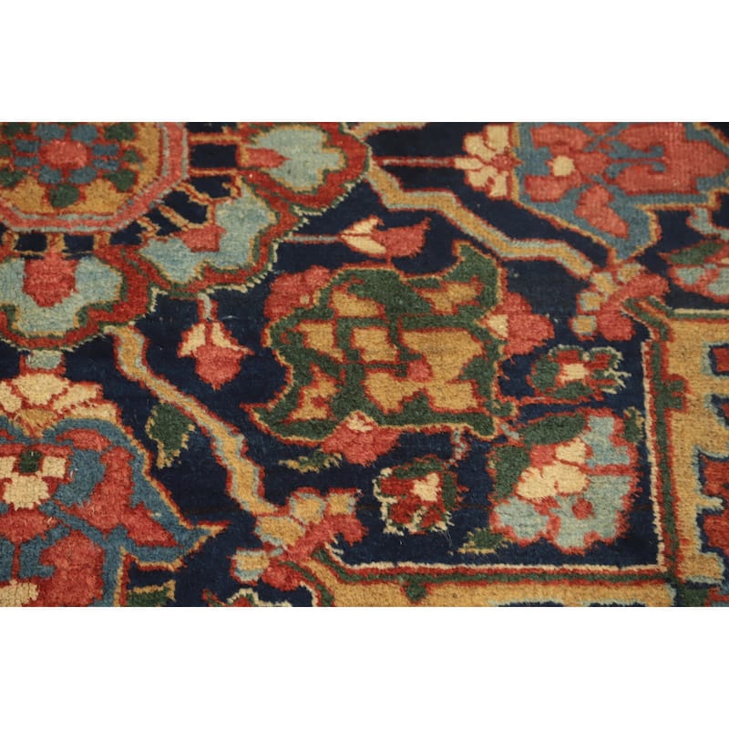 Hand Knotted Oriental 100% Wool Carpet Traditional Floral Oranges & Rust Heriz (serapi) Area Rug - 12' 0'' X 9' 7''