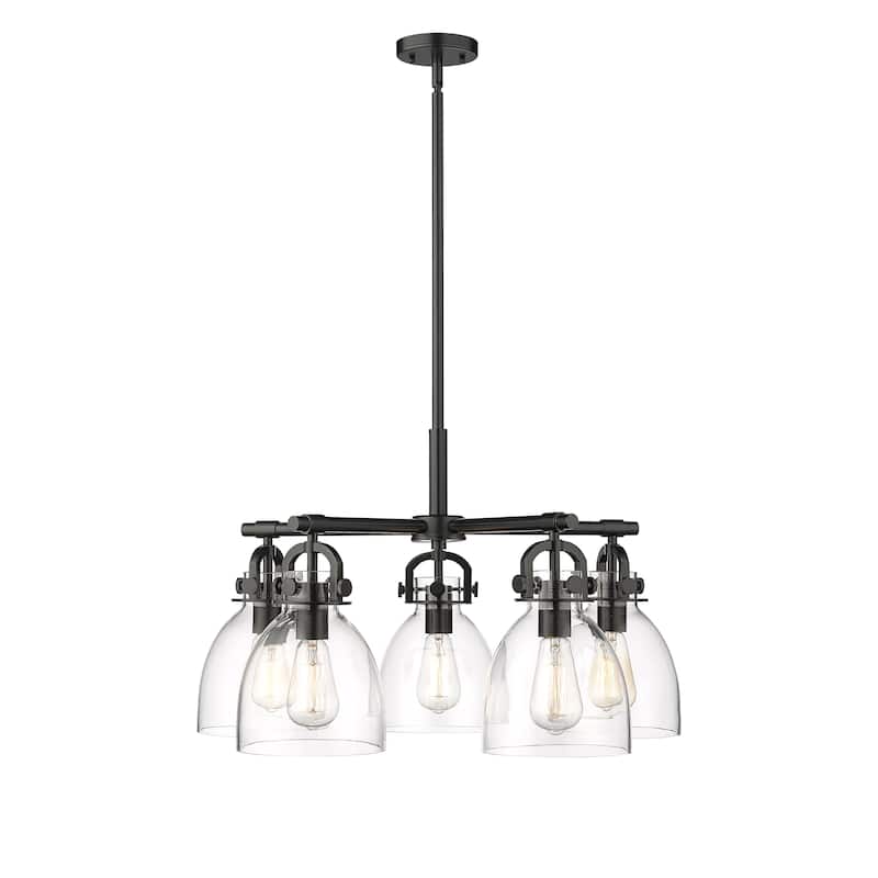 Innovations Lighting Newton Bell - 5 Light 7" Stem Hung Chandelier