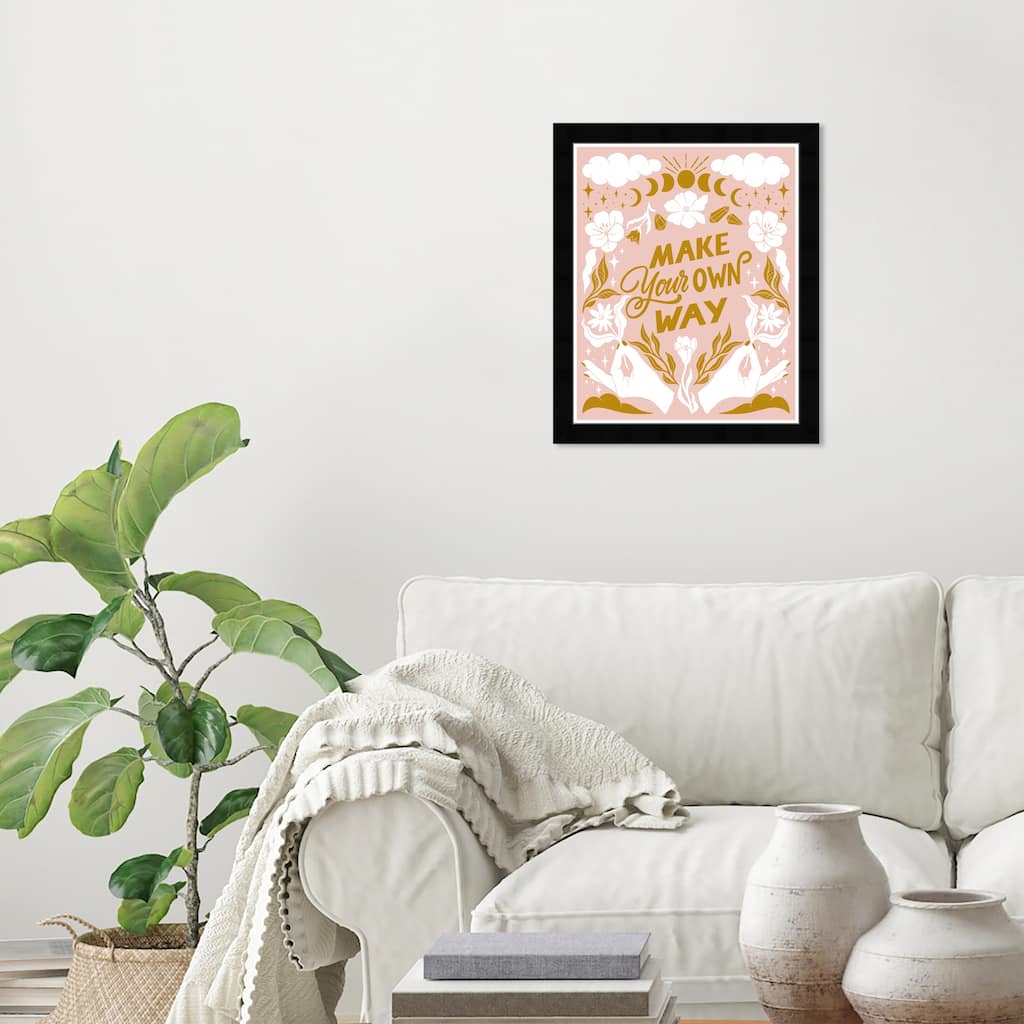 Wynwood Studio Prints Typography and Quotes MAKE YOUR OWN WAY Pink and Pastel Pink Bohemian & Eclectic Wall Art Canvas Print