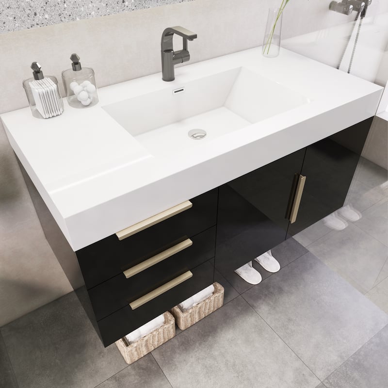Noble 42" Wall Mounting Vanity (L Drawer) with Reinforced Acrylic Sink