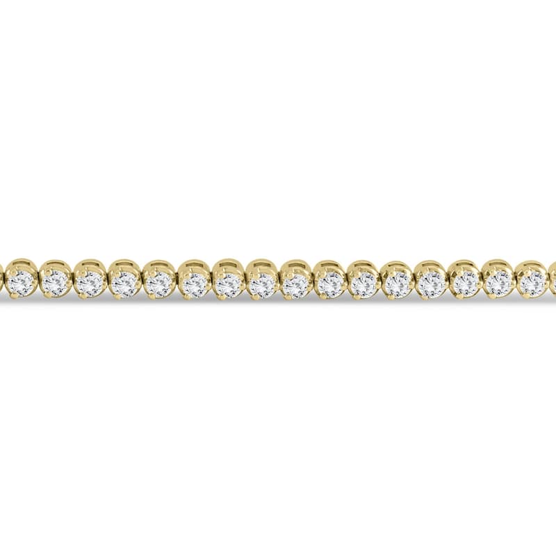 Marquee Certified 3 Carat TW Three Prong Diamond Tennis Bracelet in 14K Yellow Gold