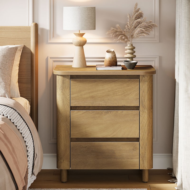 Farmhouse Nightstand with 3 Drawers