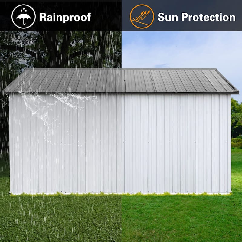 Outdoor 12 x 10 ft. Metal Storage Shed with Window and Vents and Hinged Door and Padlock