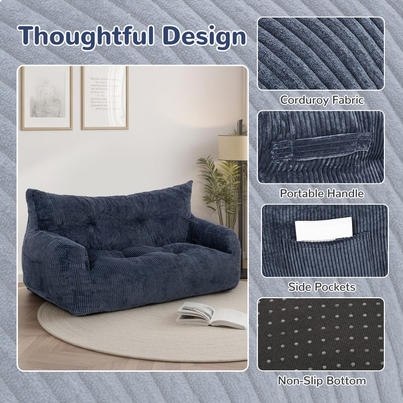 Pamapic Bean Bag Chair, Double Seater Corduroy Lazy Sofa