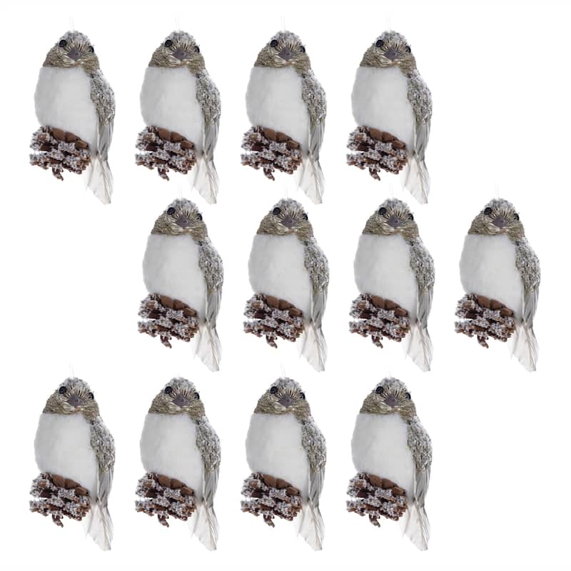 12ct Sisal Bird Christmas Ornaments 5.75"