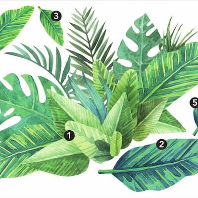 RoomMates Watercolor Tropical Leaves Peel And Stick Giant Wall Decals