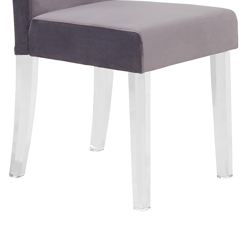 Dalia Black or Grey Velvet Parsons Dining Chairs with Acrylic Legs - Set of 2